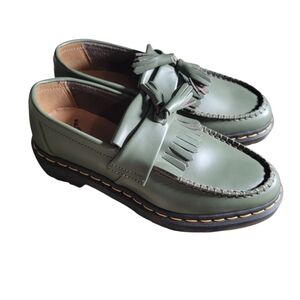 Doc Marten Green Smooth Leather Adrian Loafers, W Sz 8